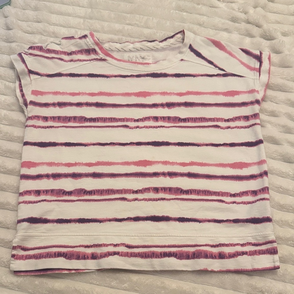 MNY Marc New York Performance Petite S/M Pink Tie Dye Stripe Lace Up Sweatshirt